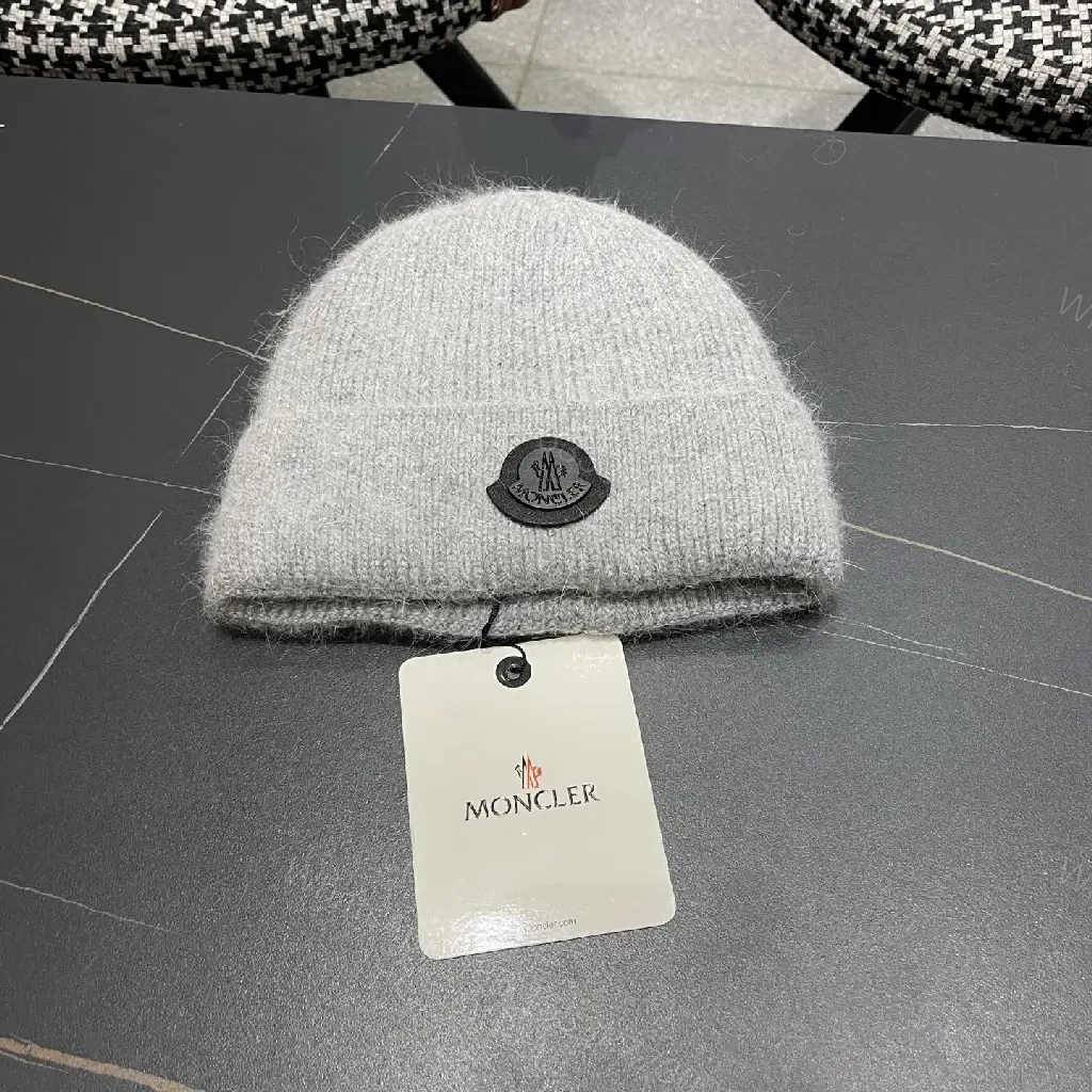 View 10 of Cozy Perimeter Beanie: Textured Knit, Subtle Emblem, Neutral Gray