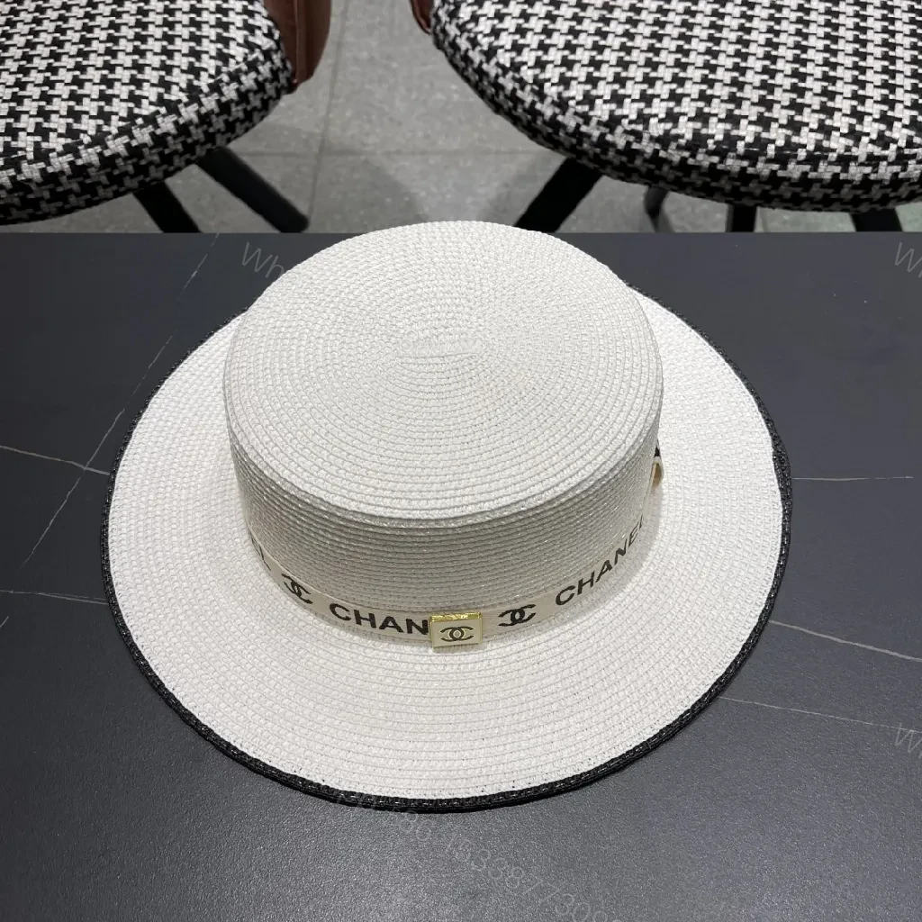 View 11 of Straw Boater Hat + Braided Straw + Chanel-Style + Gold Clip + Boater Hat