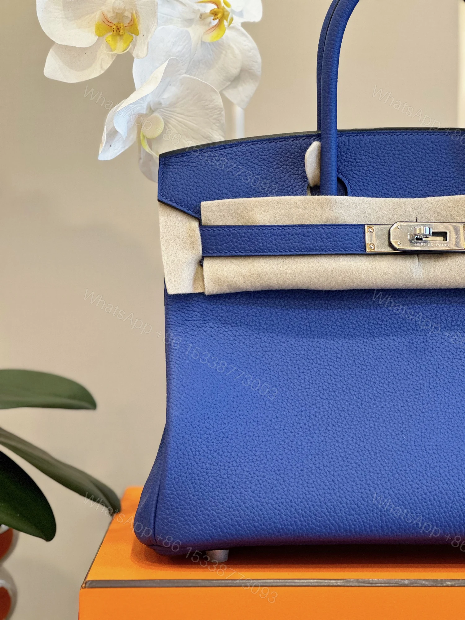 View 7 of Hermès Birkin 30 Electrique Blue Palladium Hardware