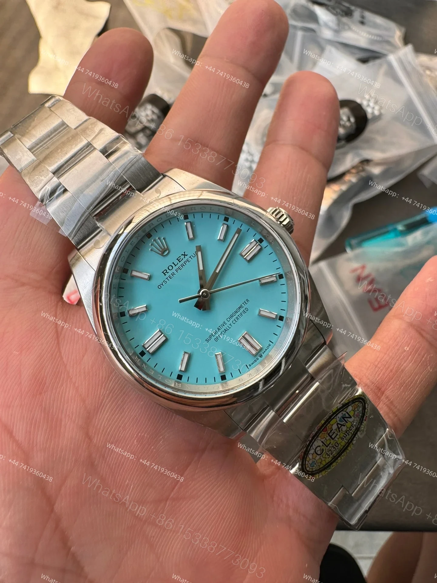 View 4 of Rolex Super Clone Oyster Perpetual M126000-0006 36mm Tiffany Blue Dial 3230 Movement