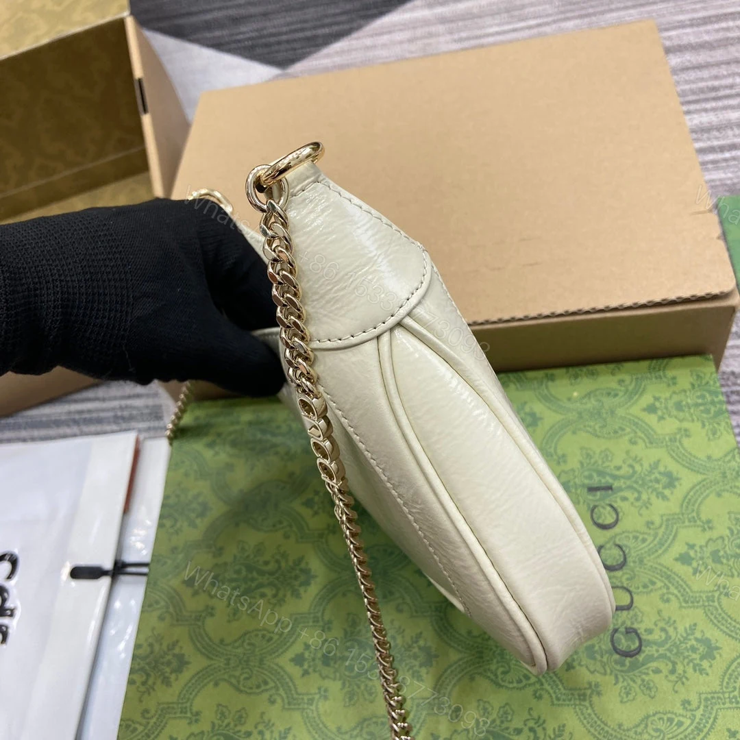 View 9 of JACKIE NOTTE MINI BAG 19 IN WHITE CRACKED LACQUER CALFSKIN GOLD HARDWARE