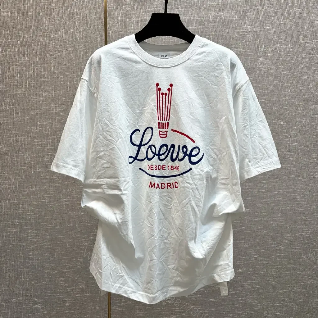 View 8 of Casual Luxe Tee: White Cotton, Oversized LOEWE Graphic