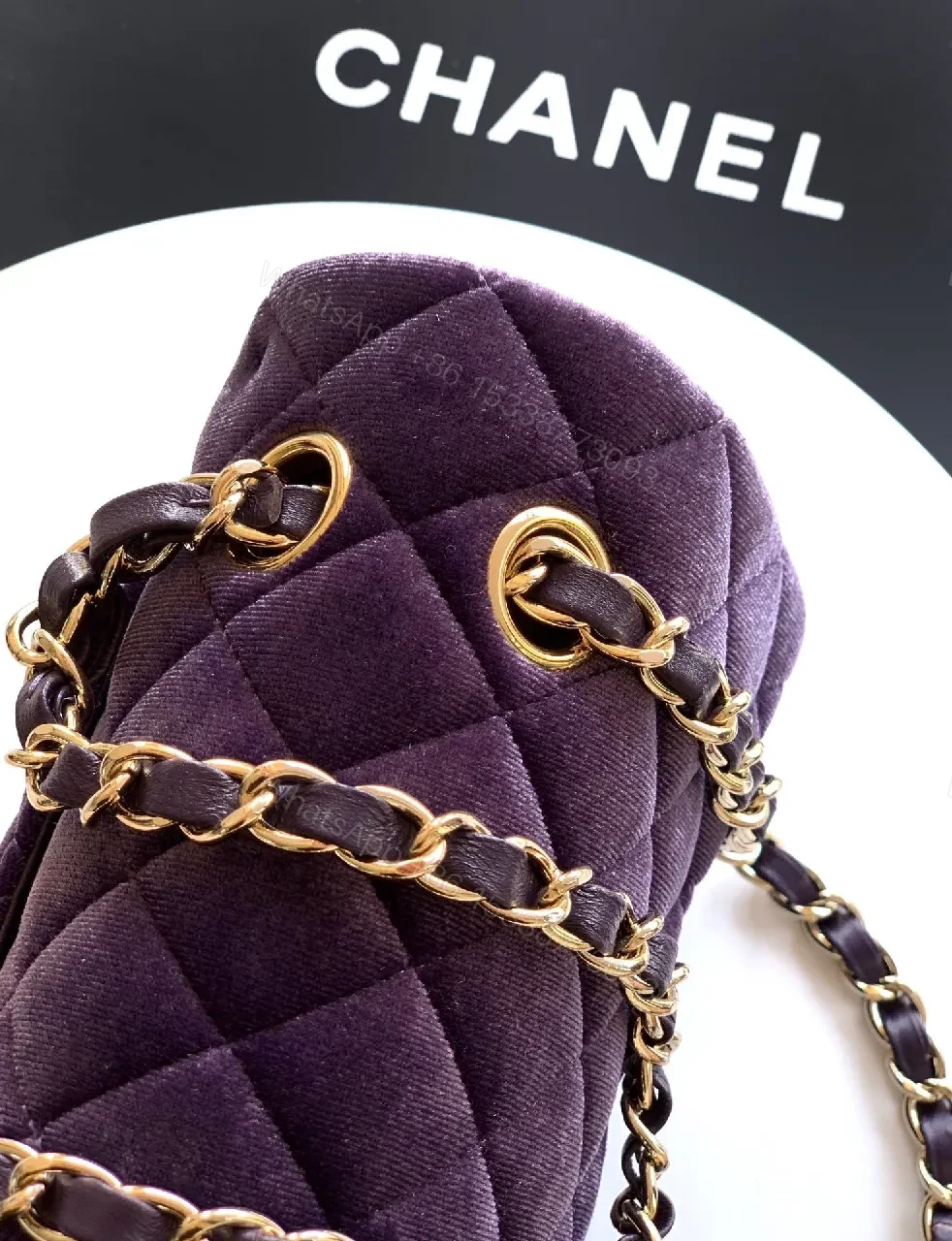 View 8 of Chic Velvet Crossbody with Gold Chain Strap: Everyday Luxury