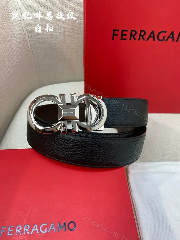 View 4 of Premium Black Leather Belt with Signature Hardware Belt