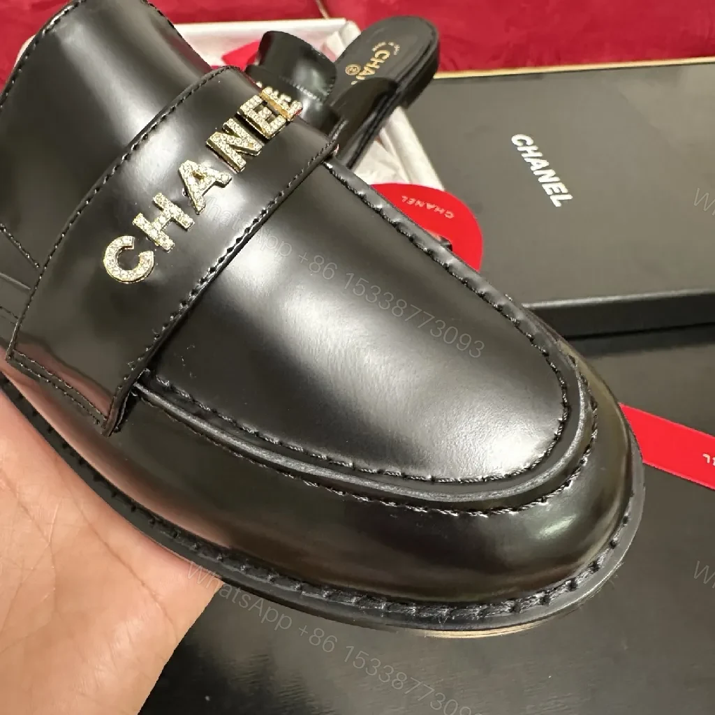 View 5 of Chic Leather Slip-On Sandals - Designer-Style Comfort