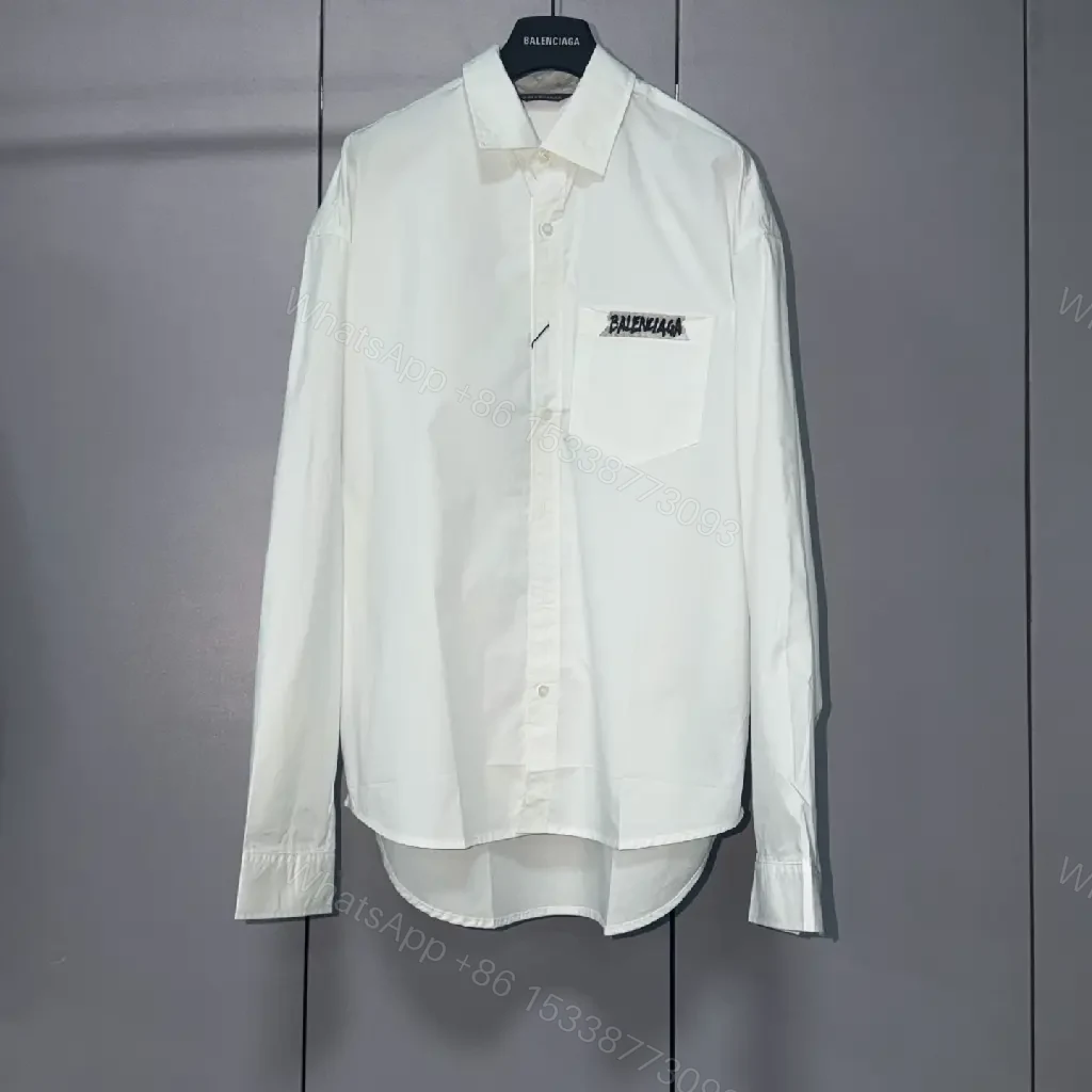 View 9 of White Cotton Classic Logo Patch Shirt