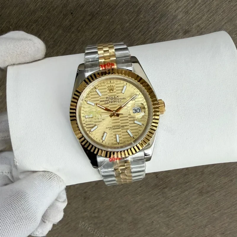View 7 of Rolex Date Just 41mm Gold Dial Automatic Stainless Steel