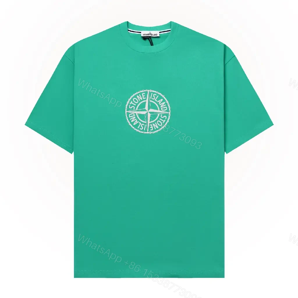 View 10 of Green Stone Island Crest Tee: Premium Cotton, Relaxed Fit