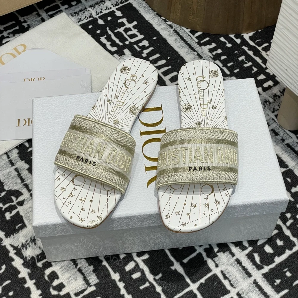 View 8 of 高仿Dior*Dway系列KCO210圓頭套腳拖鞋平底金色星星免檢版