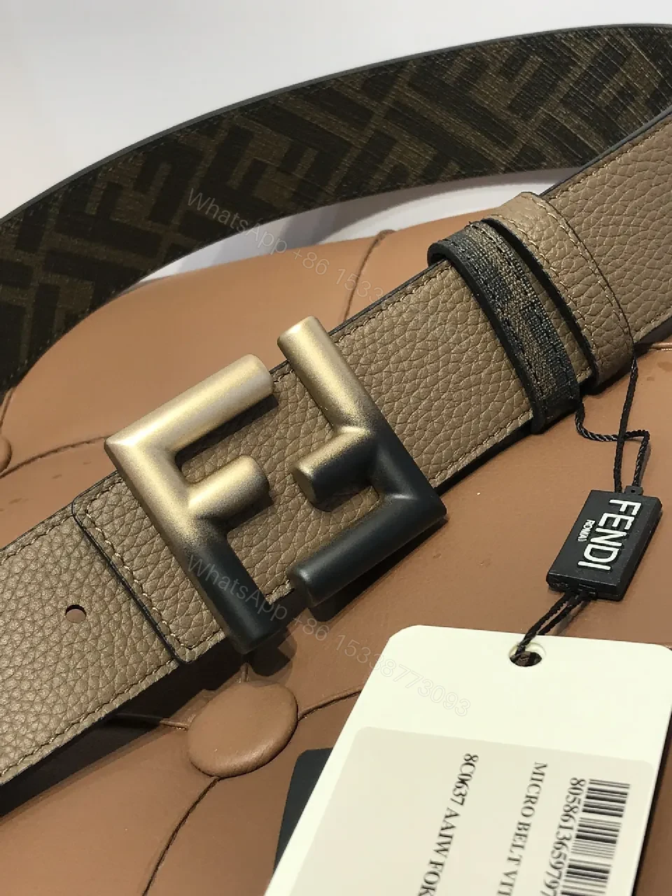 View 6 of Earthy Leather Belt with Signature Buckle - Everyday Luxury Belt