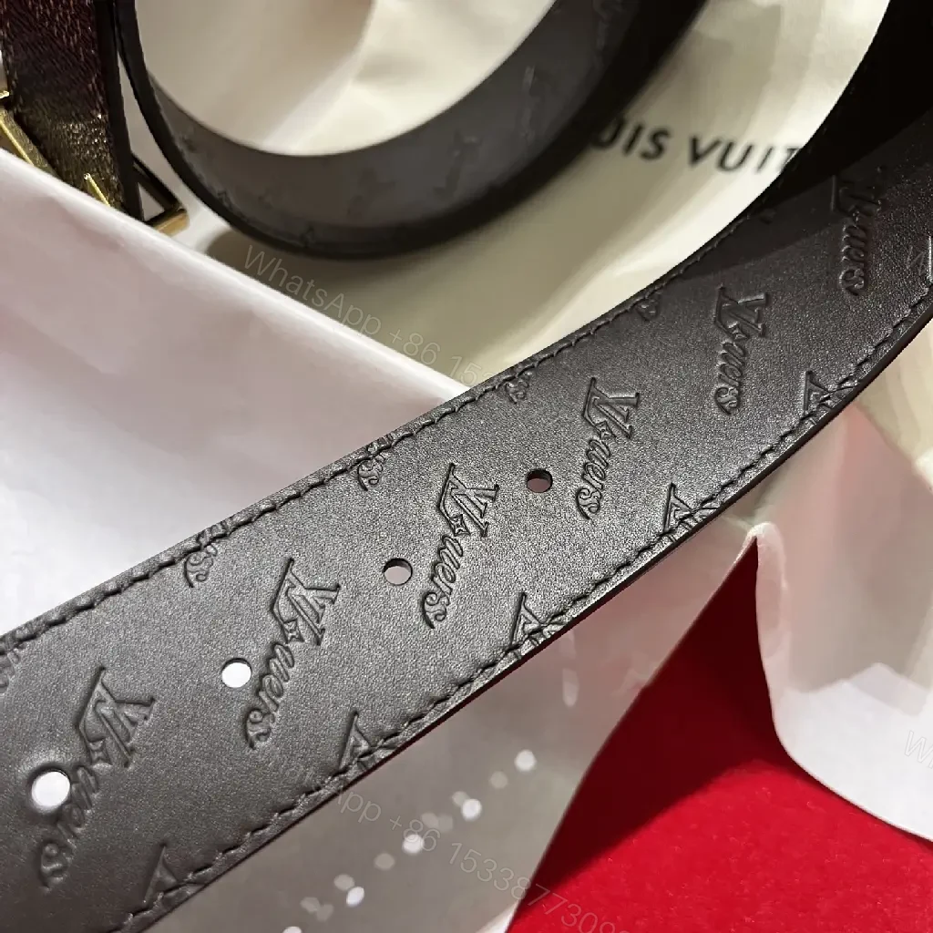 View 5 of Black & Gray Monogram Belt: Textured Strap, LV Buckle, Designer Style