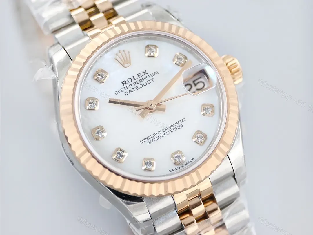 View 4 of Rolex Datejust 31 Rolesor Everose Fluted Jubilee MOP White Dial 178271-0060