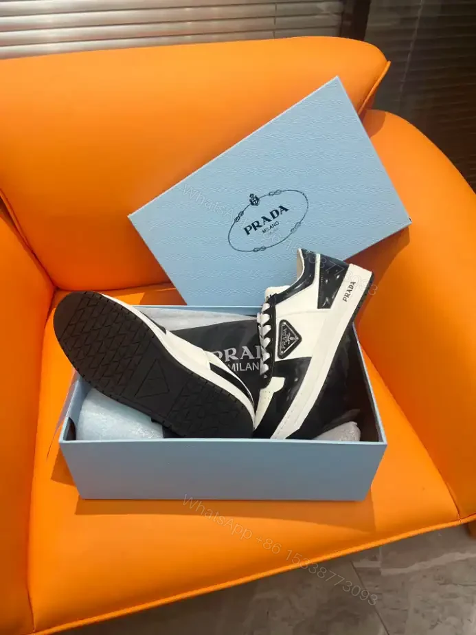 View 5 of DOWNTOWN LEATHER SNEAKERS IN WHITE AND LACQUER BLACK- PRD008