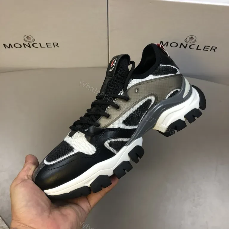 View 3 of Moncler Grid-Texture High-Top Sneakers: Luxe Streetwear