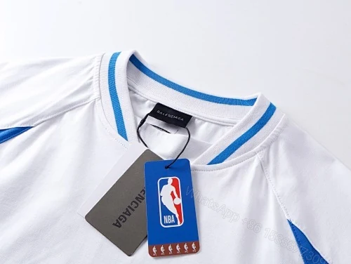 View 4 of Balenciaga Clothes NBA Collab Health Mesh & Color-Block Long-Sleeve T-Shirt Black/Red/White