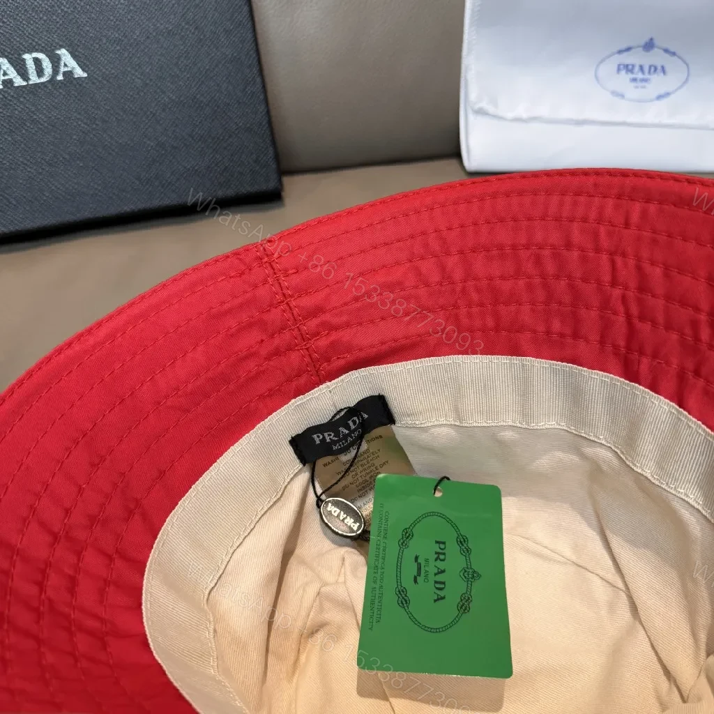View 3 of Red Bucket Hat with Luxe Hardware, Structured Style