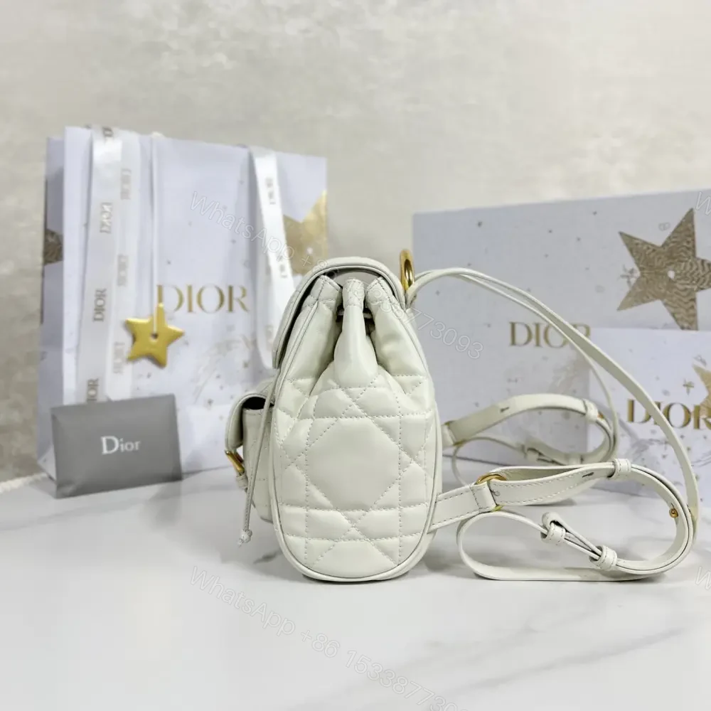 View 3 of 高仿Dior*Caro系列M6302M030小羊皮雙肩包白色小號免檢版
