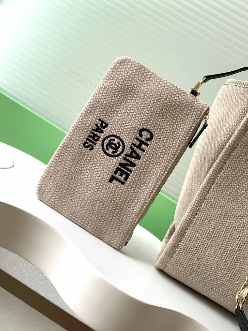 View 9 of Beige Canvas Tote: Chanel-Inspired Luxe Utility Bag