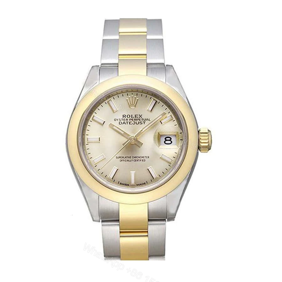 Rolex Lady-Datejust 28 Super Clone : Steel Smooth Bezel Pink Dial — view 1