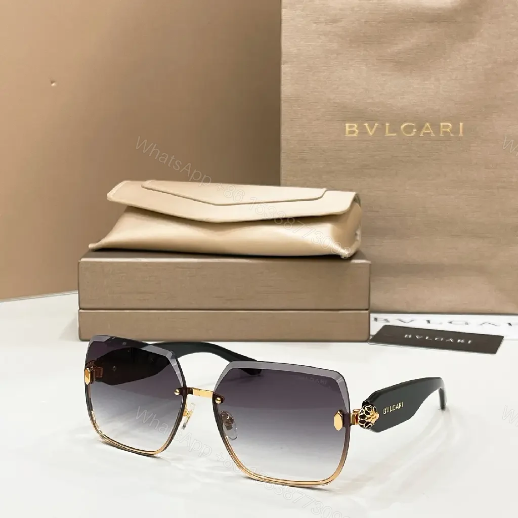 View 2 of Warm Brown Gradient Sunglasses: Gold-Tone Frame, BVLGARI Logo