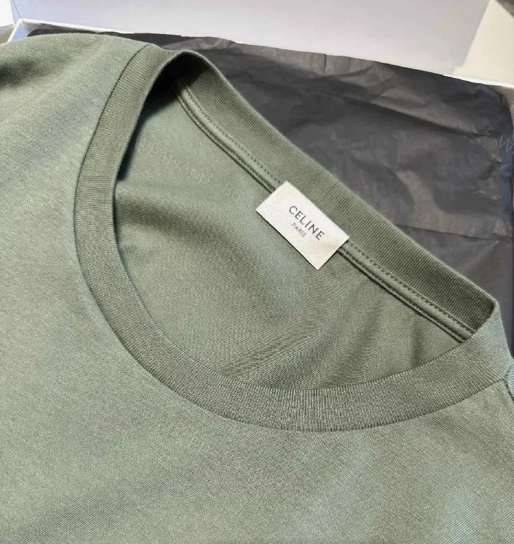 View 5 of Soft-Heavyweight Cotton Tee — Sage, Relaxed Fit, Logo Accent, Tee