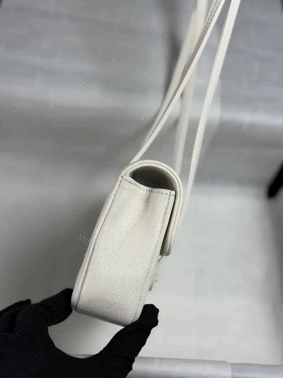 View 2 of Ivory Pebbled Calfskin Satchel: Compact Luxury Bag