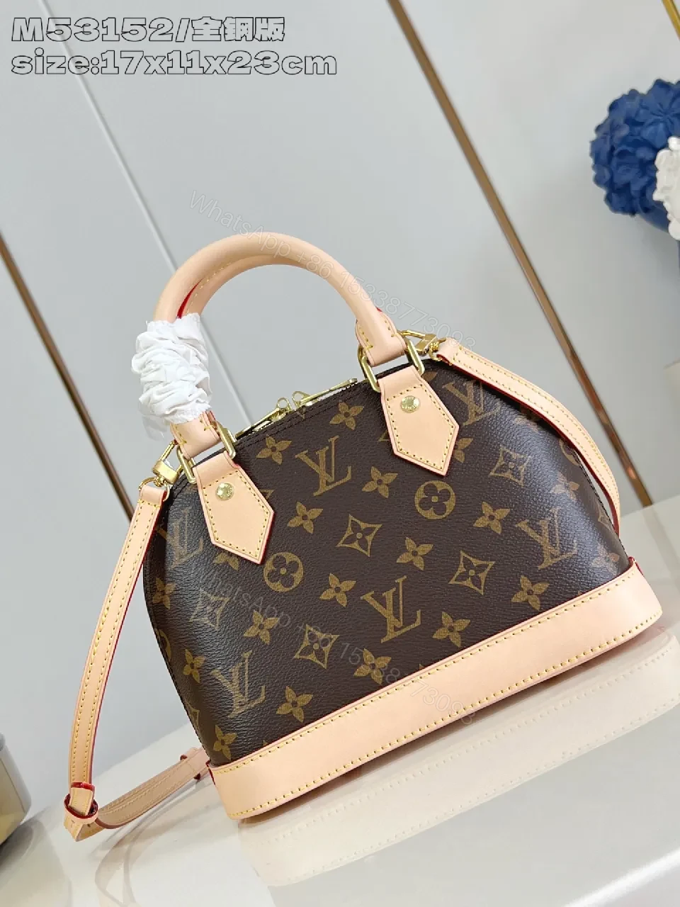 Apricot Trim Monogram Satchel: Structured Luxury Bag — view 1