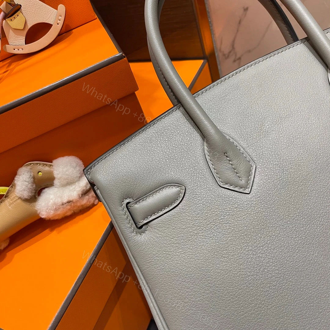 View 4 of HERMES BIRKIN 30CM GREY SWIFT LEATHER GOLD HARDWARE