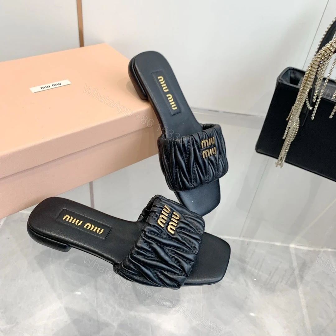 View 6 of MIUMIU MATELASSÉ NAPPA LEATHER SLIDES BLACK