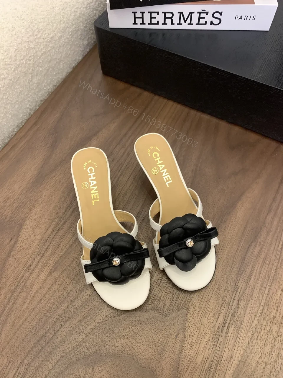 View 9 of Floral-Embellished Open-Toe Slide Sandals, Premium Comfort