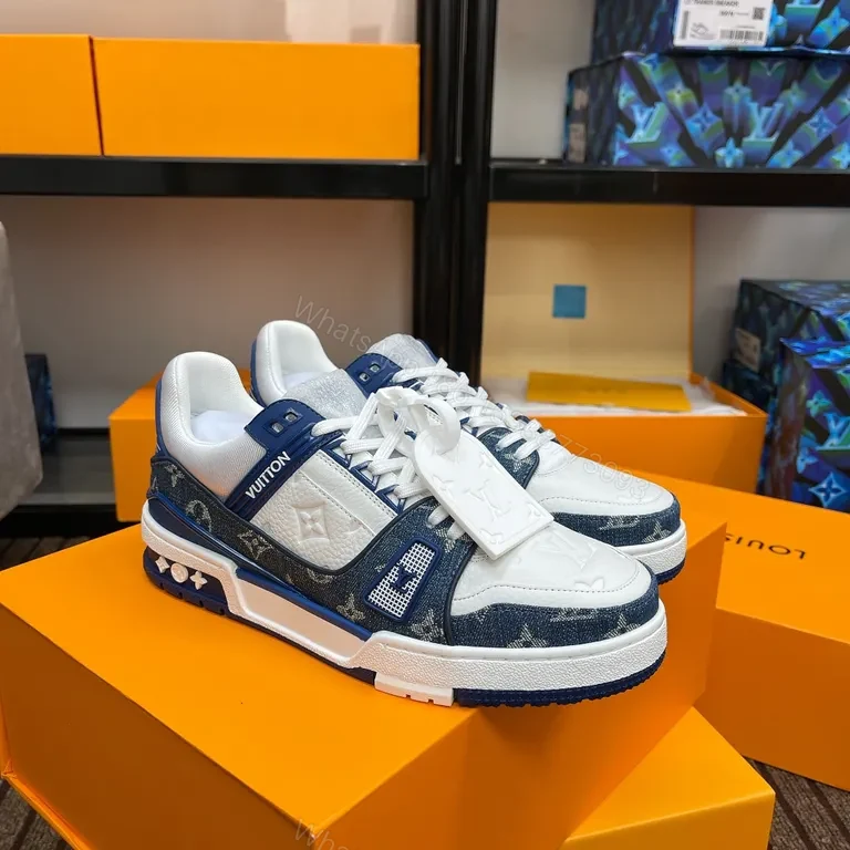 View 5 of Blue-White LV-Inspired Performance Sneakers: Refined Comfort