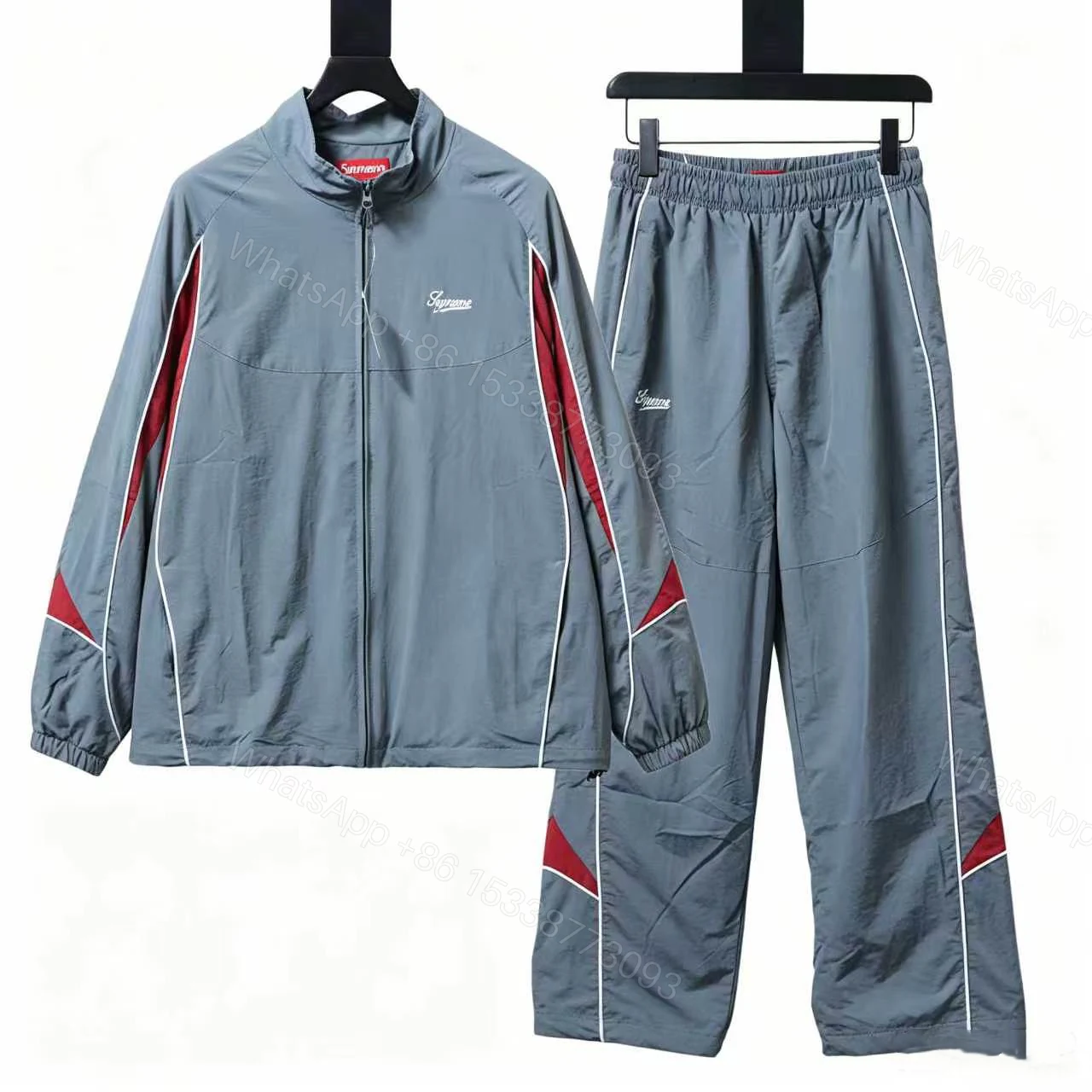 View 7 of Supreme 25FW Contrast Piping Track sweat suit gray
