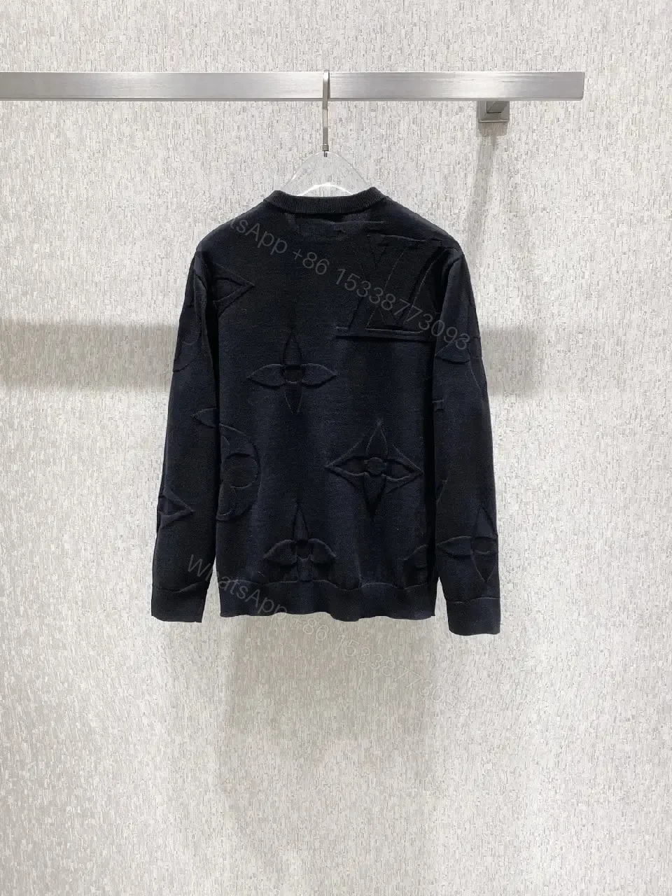 View 8 of Textured Monogram Knit Sweater: Luxe, Subtle Statement, Knitwear