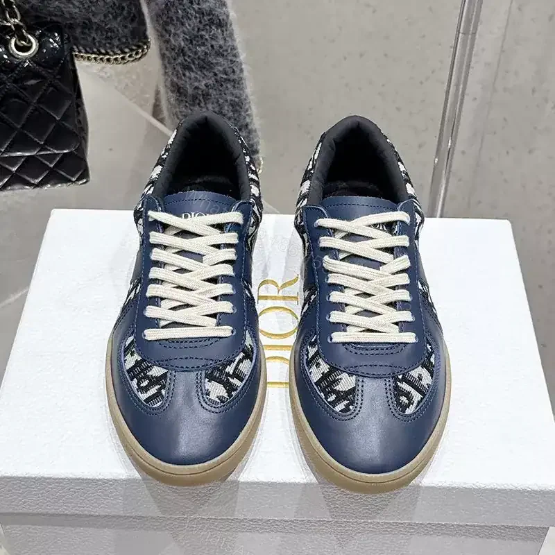 View 2 of DIOR B01 MATCHPOINT SNEAKERS UNISEX SMOOTH CALFSKIN AND JACQUARD CANVAS BLUE/GREY – CD179