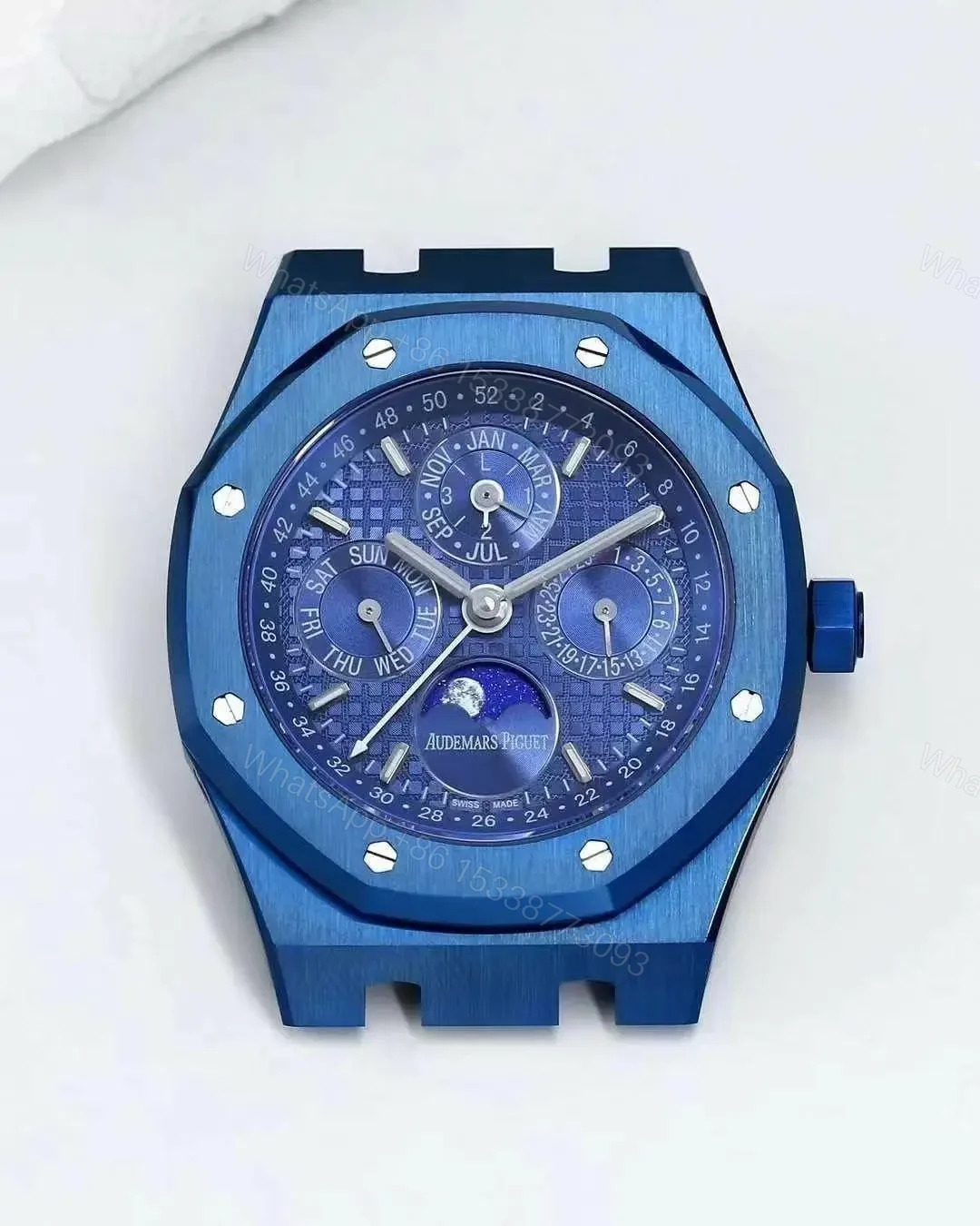 View 2 of Super Clone Audemars Piguet Royal Oak Perpetual Calendar Blue ( + Video )