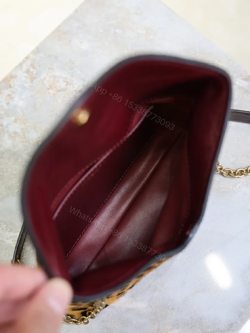 View 8 of Leopard Print Luxe Clutch with Gold Chain