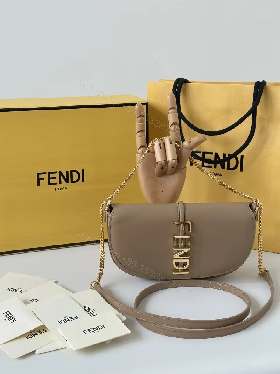 View 2 of Chic Leather Crossbody Bag with Gold Logo