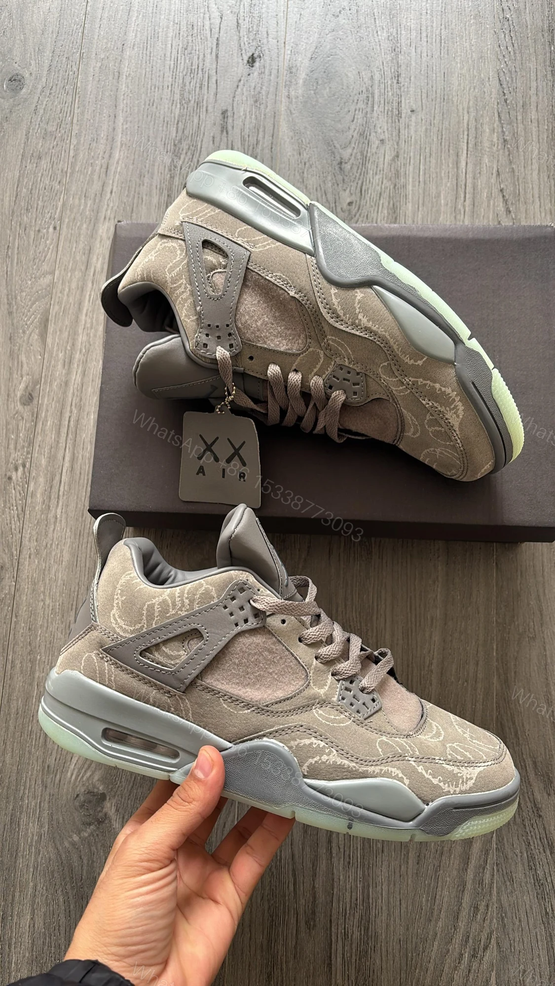 premium quality jordan 4 kaws reflective shoes — view 3