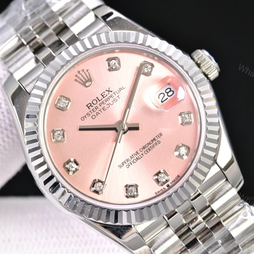 View 5 of Rolex Datejust 31 Stainless Steel Domed Diamond Jubilee Pink – Diamond Dial178344-0023