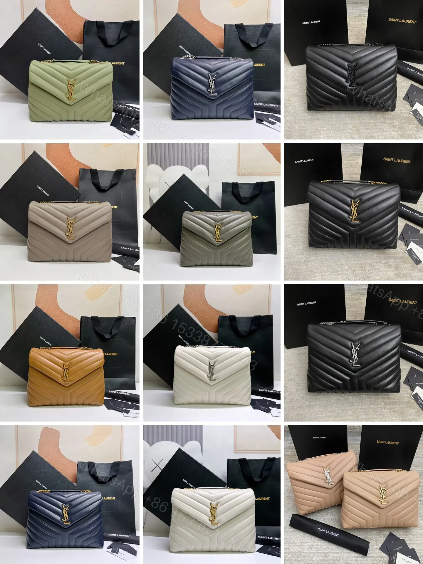 View 2 of SAINT LAURENT SM LOULOU MONOGRAM QUILTED LEATHER BAG