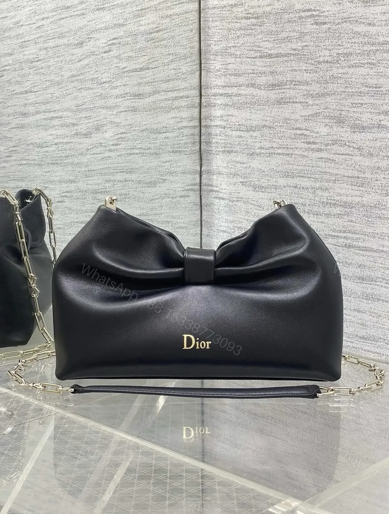 Dior Bow Bag in black lambskin — view 1