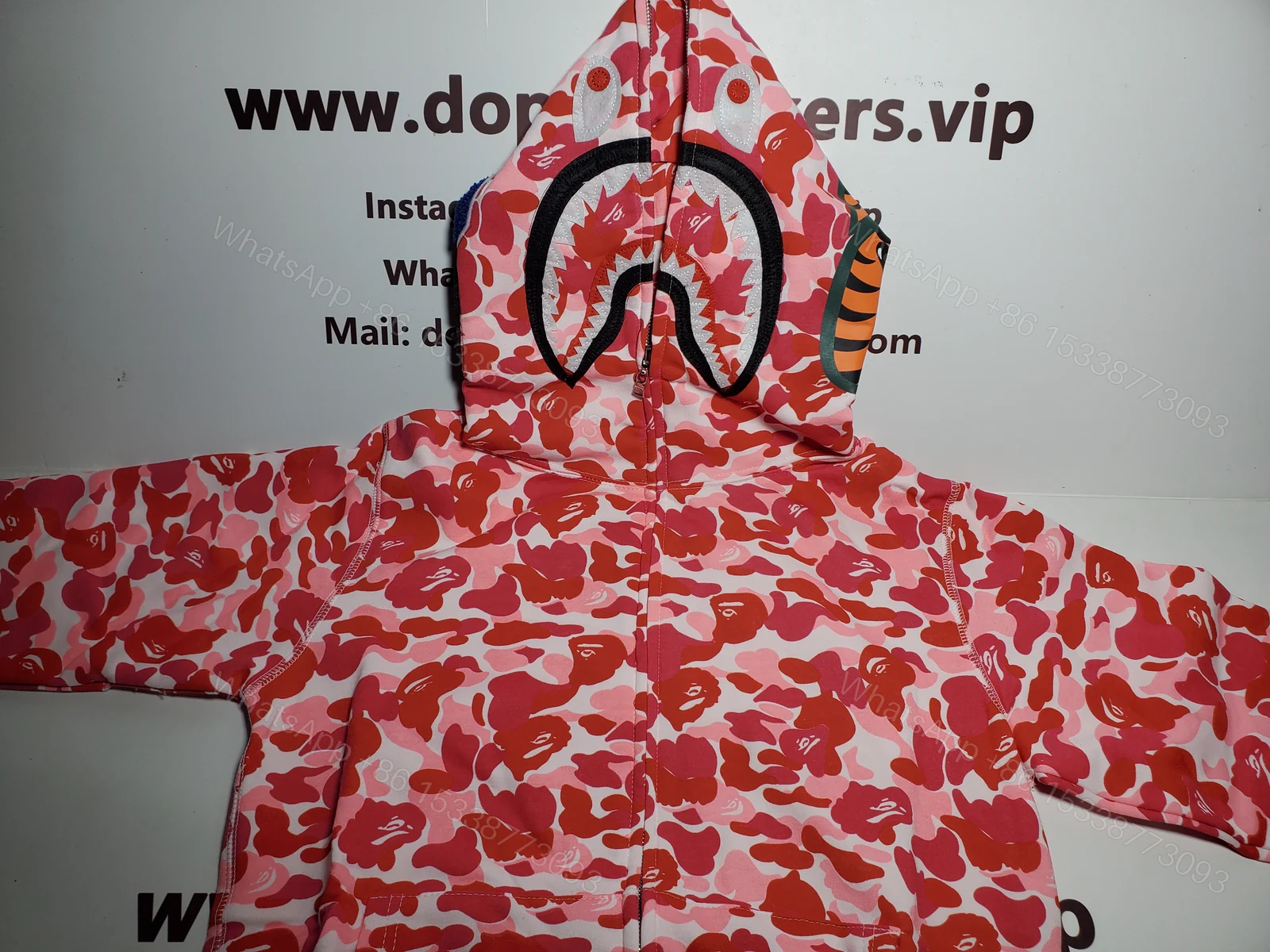 View 3 of BAPE ABC Camo Shark Full Zip Hoodie Pink