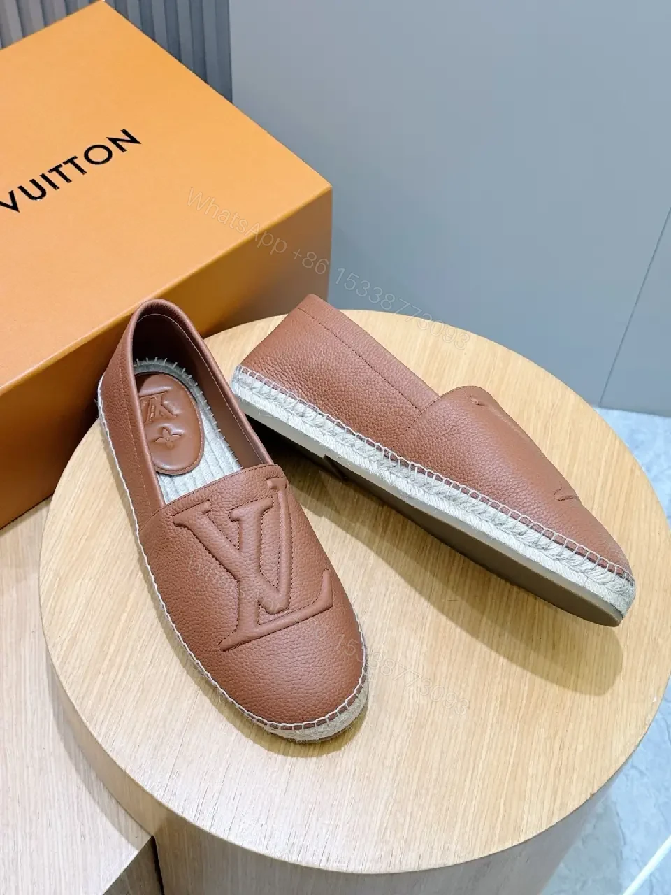 View 8 of Textured Leather Espadrille Loafers - Monogram Luxury Comfort