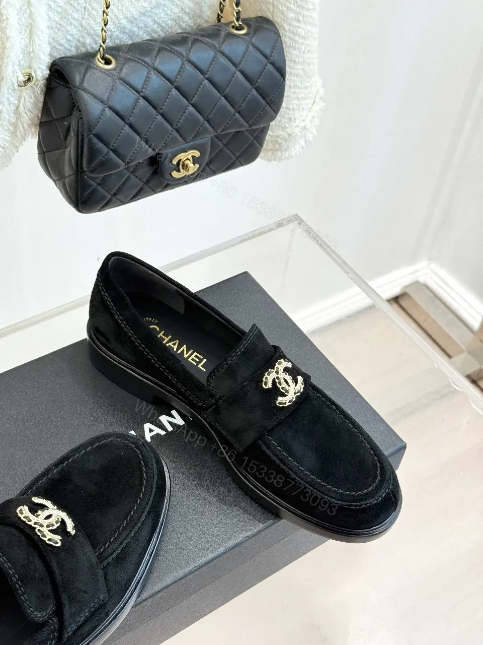 View 5 of Lux Suede Loafers with Gold Emblem – Subtle Luxury