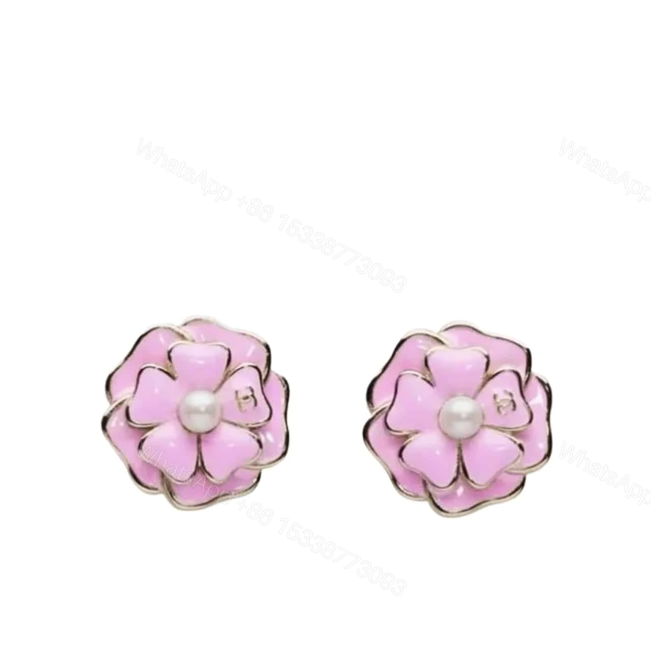 CHANEL CAMELLIA EARRINGS PINK ABG218 B21624 U3368 — view 1