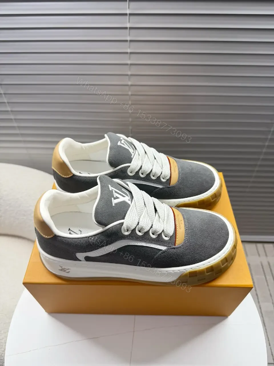 View 8 of Chunky Suede Street-Chic Sneakers: Bold Monogram Detail