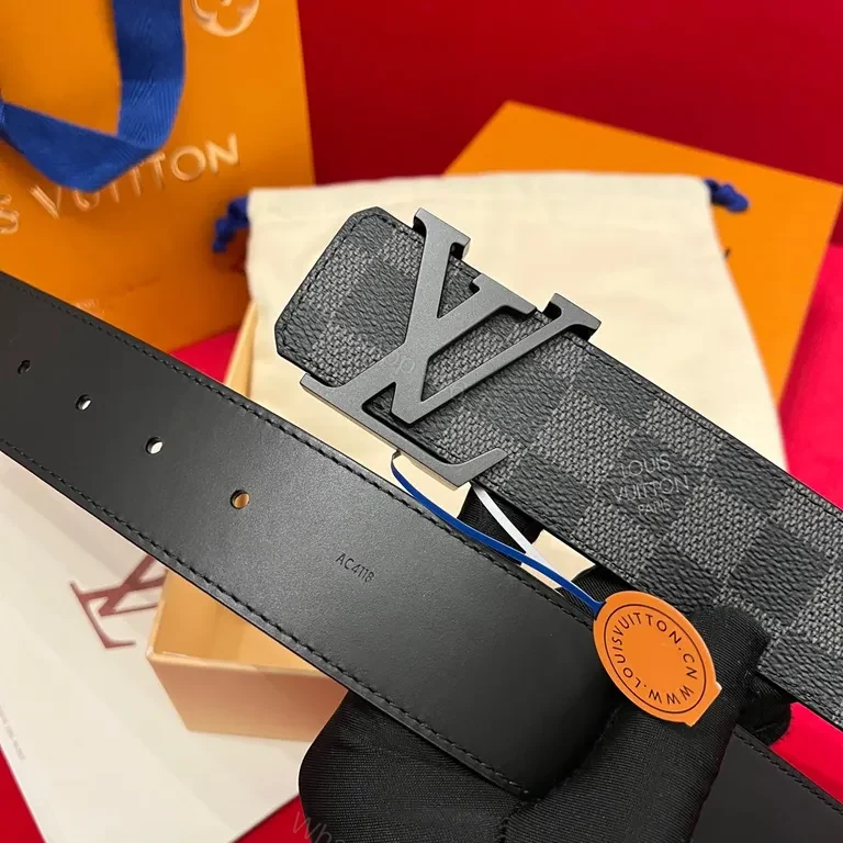 View 7 of Premium LV-Checkered Leather Belt: Modern Luxury, All-Day Confidence