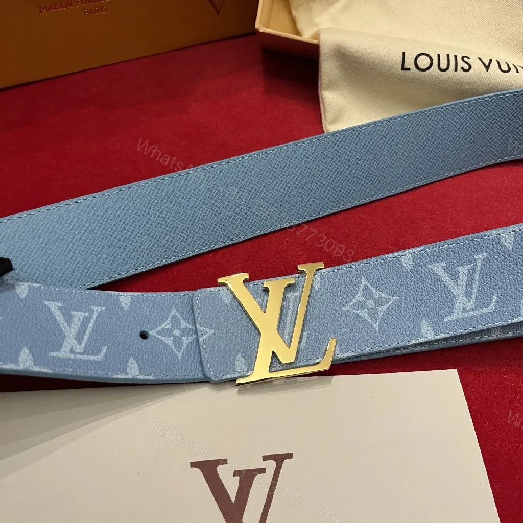 View 7 of Blue Monogram Belt: Modern Luxury Leather Belt