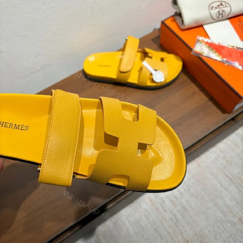 View 7 of Sunny Yellow Leather-Style Sandals with Signature Cutouts