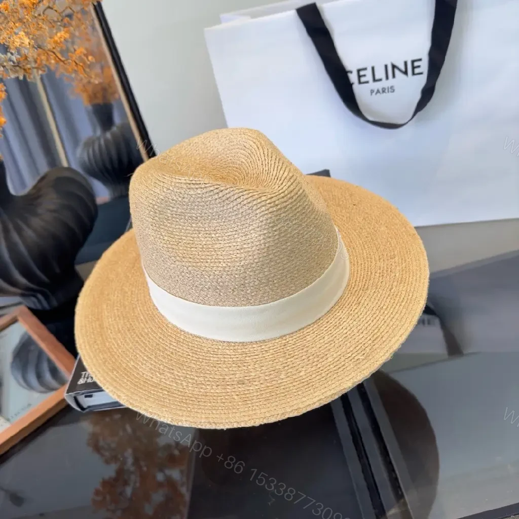 View 6 of Beige Straw Wide-Brim Hat Satin-Band Dior-Logo Crown